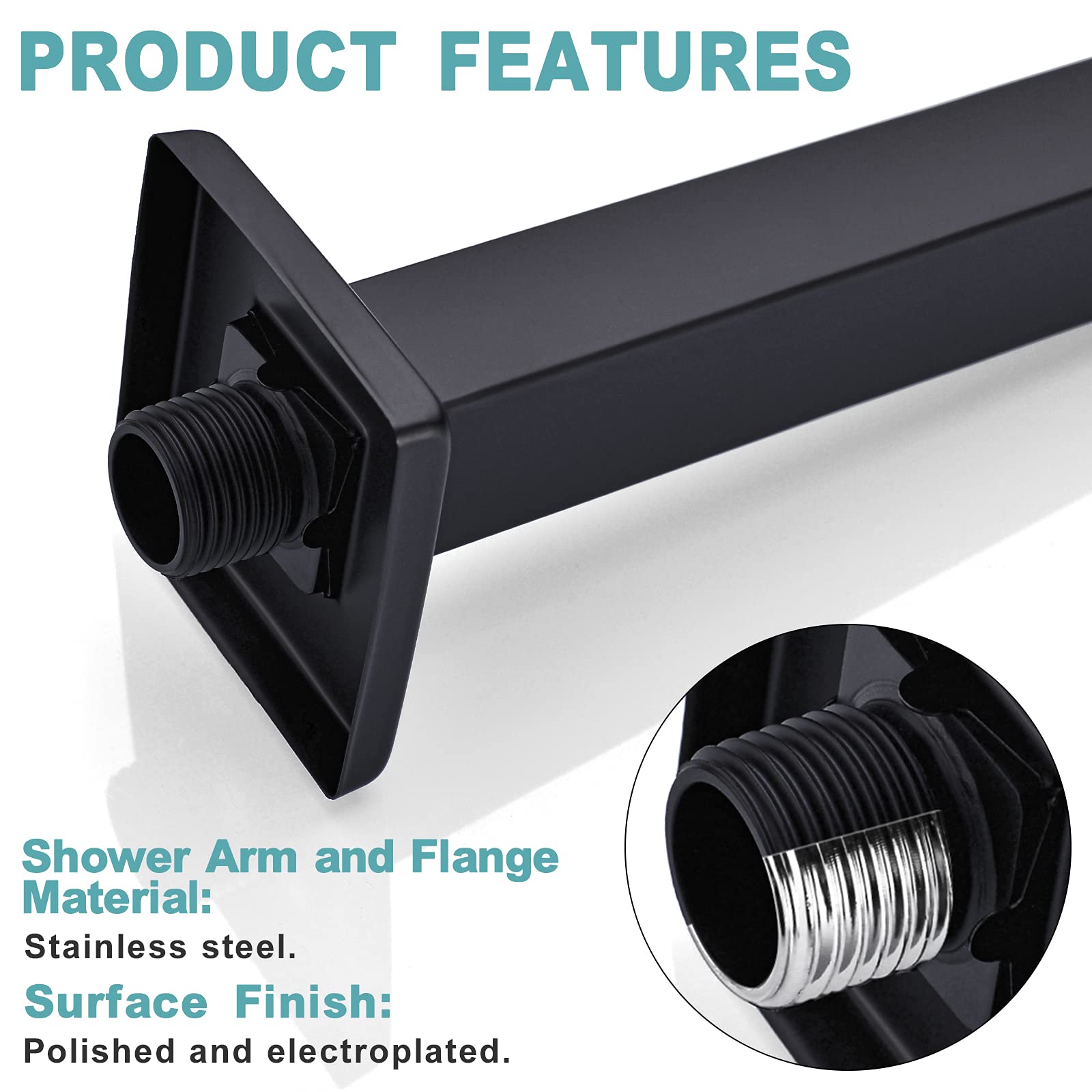 BESTILL rain shower arm supports large heads reliably and securely