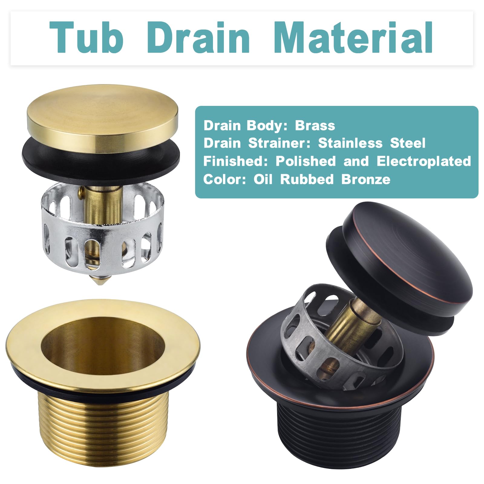 BESTILL universal tub waste with top elbow ensures simple replacement