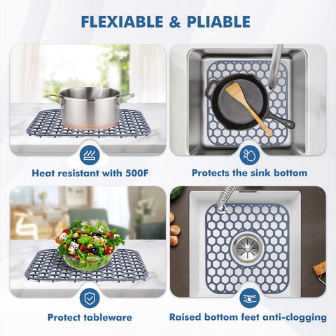 Bestjing heat-resistant silicone mat endures up to 450°F for hot cookware.
