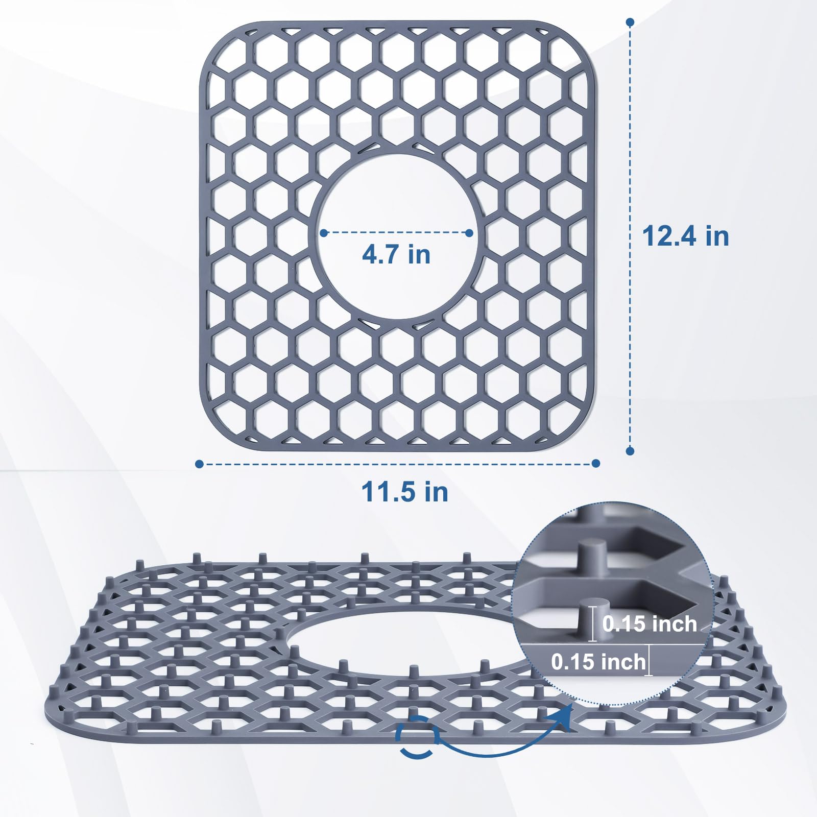 Bestjing non-slip silicone mat grips sink bottom to prevent shifting during use.