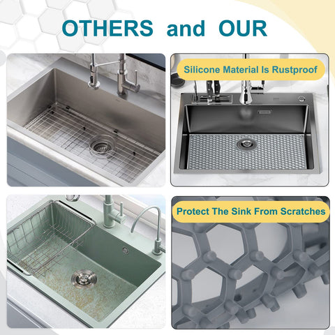 Bestjing silicone sink mat heat-resistance-500f; safely place hot pots directly from oven.