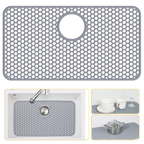 Bestjing silicone sink protector 26x14 rear-drain; protects sink bottom and prevents scratching.