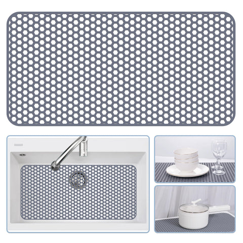 Bestjing silicone sink protector gray fits 28.3 by 15.7 inches, protects farmhouse sink bottom