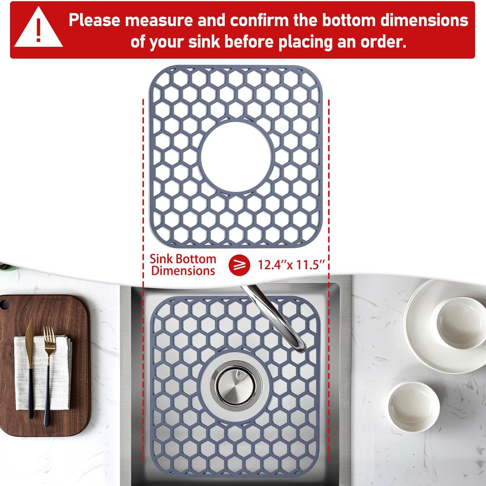 Bestjing sink mat center drain design promoting water drainage while protecting surfaces.