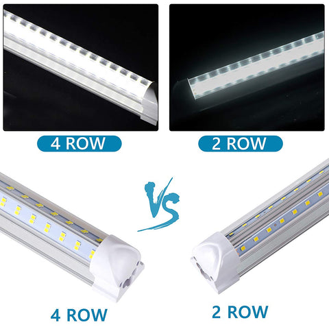 Bestka 8ft LED shop light clear-cover close-up showing glare-free lens