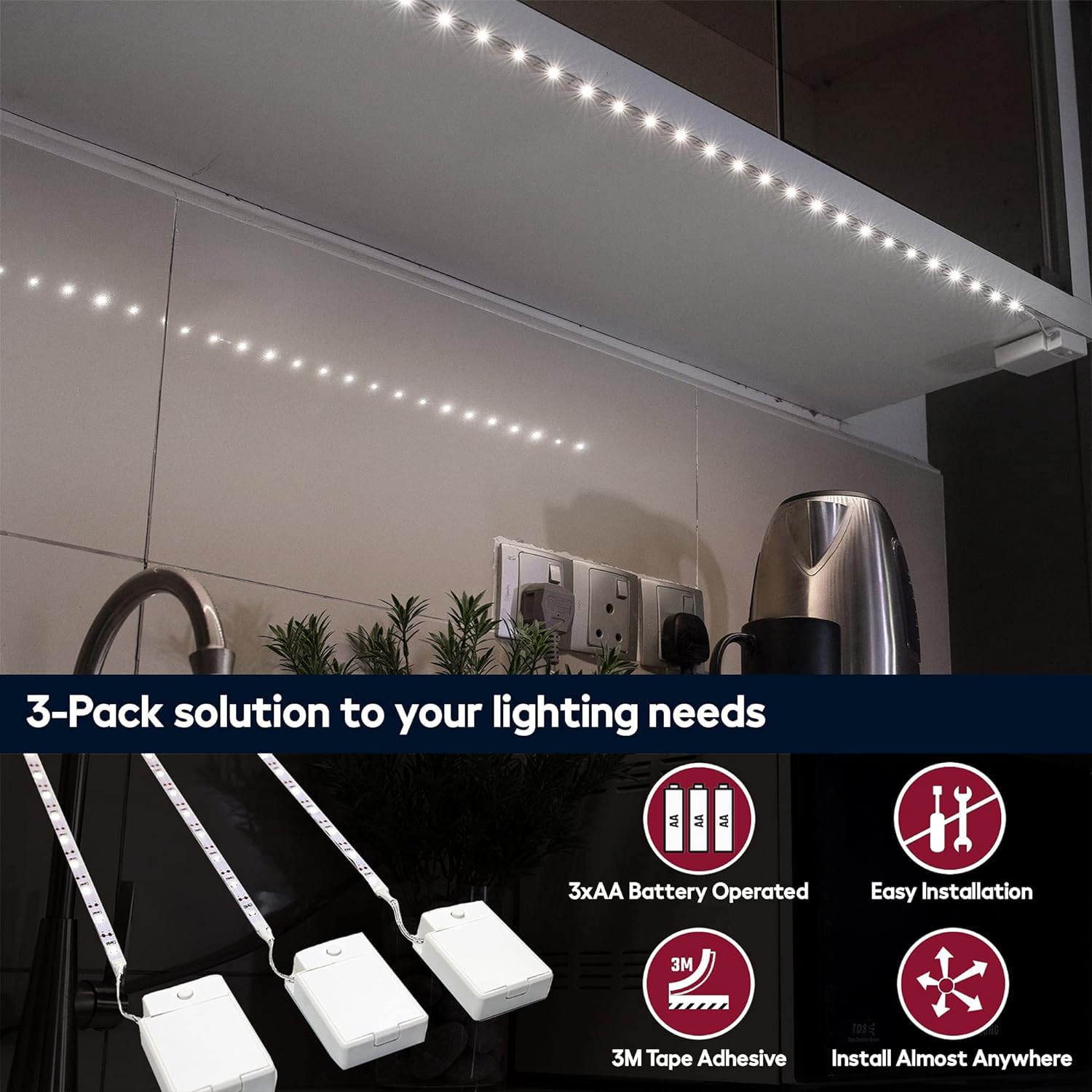 BestLuz packaged and ready-to-install kit with three strips.