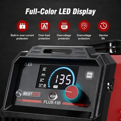 BESTMIG 135A welder digital display highlights real time settings for precise adjustments