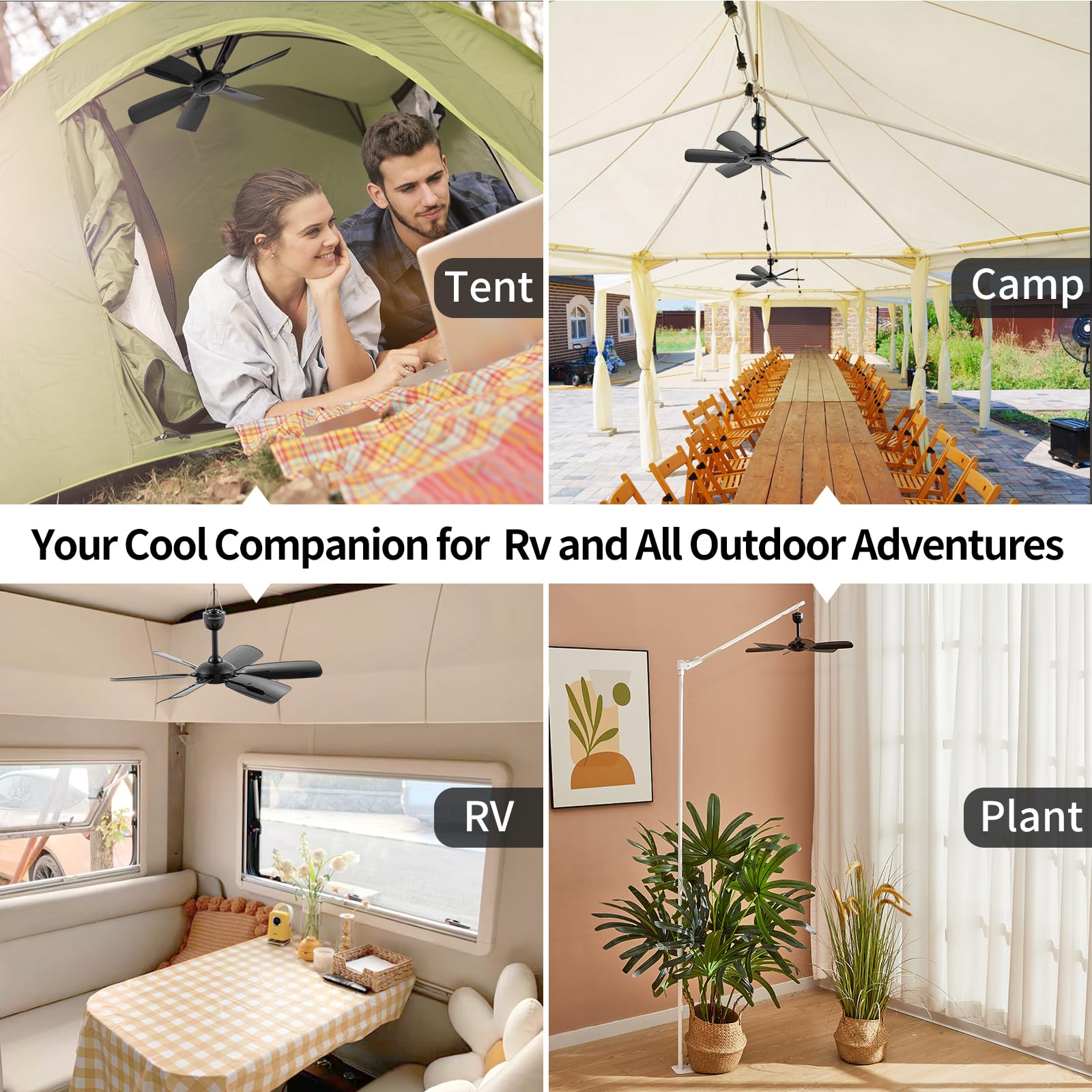 Bestmoument indoor outdoor use fan suited for tents, RVs, and balconies