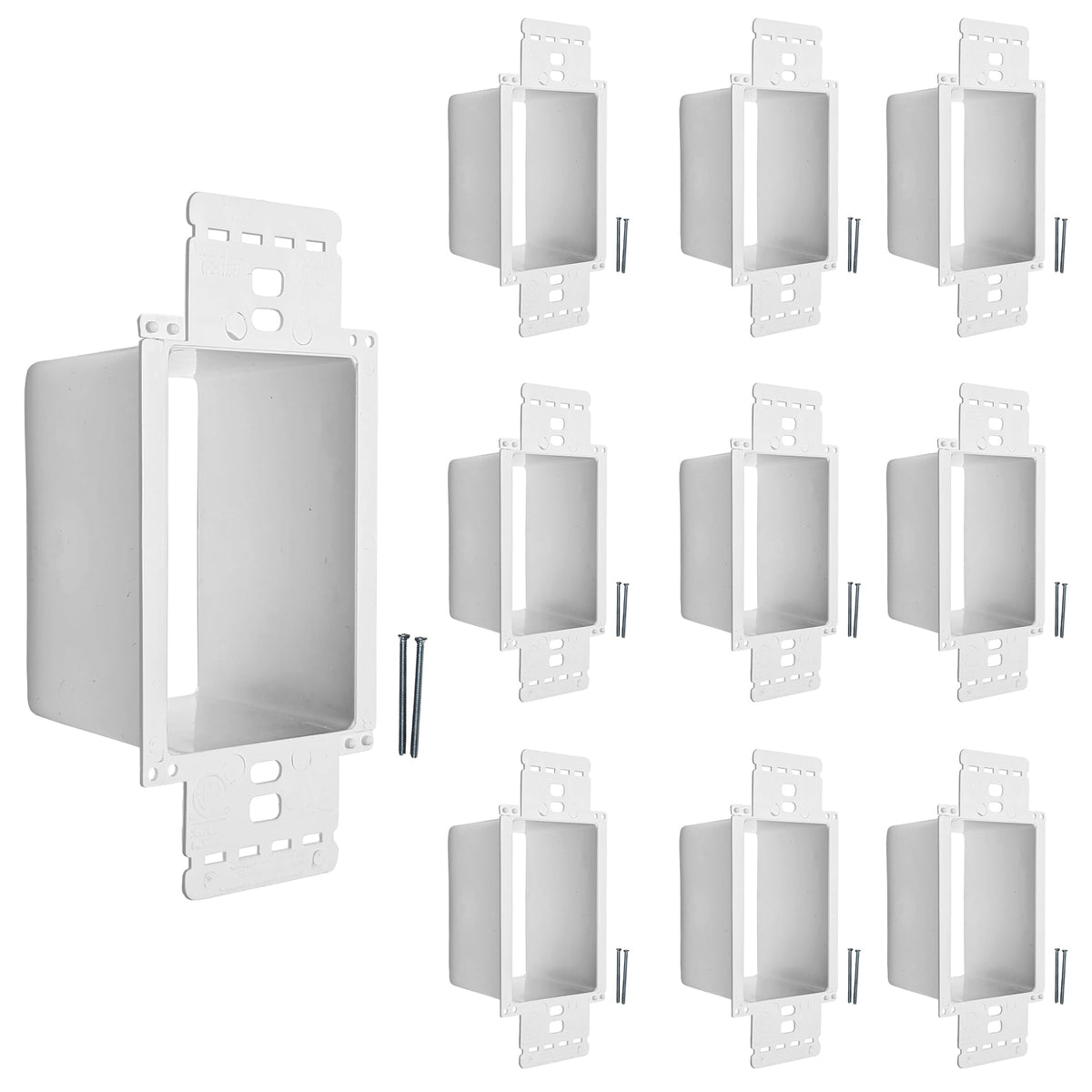 BestMounts outlet box extender front view for secure single-gang installation