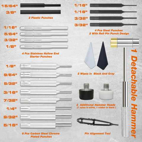 BESTNULE flat punches assortment with precise sizes for accurate alignment.