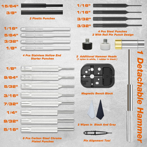 BestNULE punch set detailed punches highlight durable chrome-vanadium steel