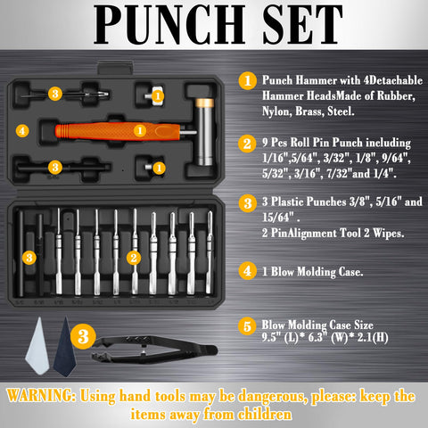 BESTNULE roll pin punches in multiple sizes for jewelry, watchmaking, and machinery work
