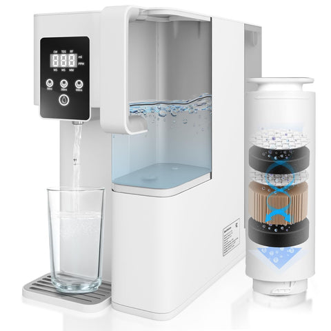 Bestronair Countertop RO System on the kitchen counter delivering purified water