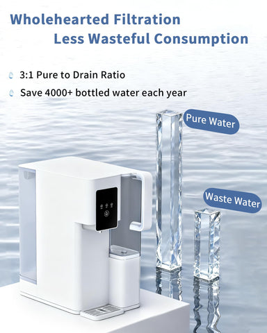 Bestronair RO System pour spout view demonstrates adjustable serving sizes