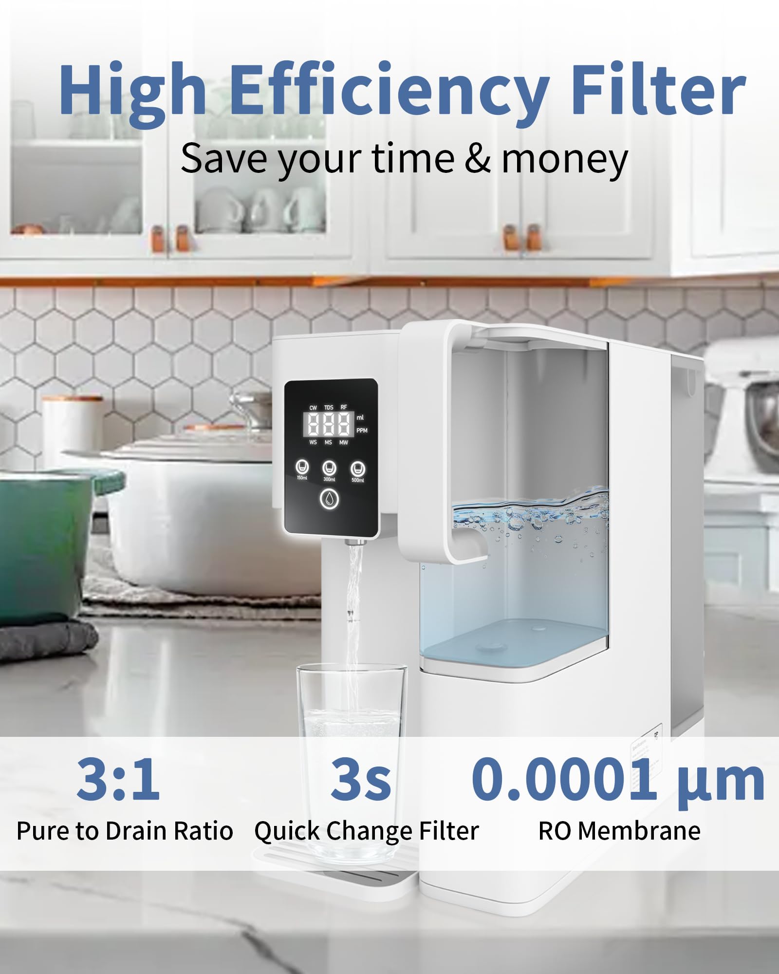 Bestronair RO System TDS monitor display shows real-time water quality