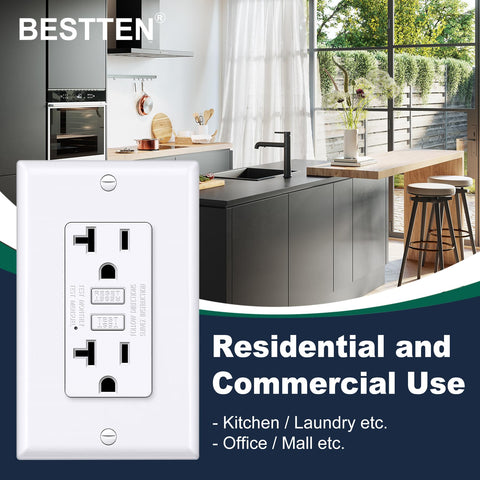 BESTTEN 10-pack GFCI outlets provide flexible safety across multiple rooms.