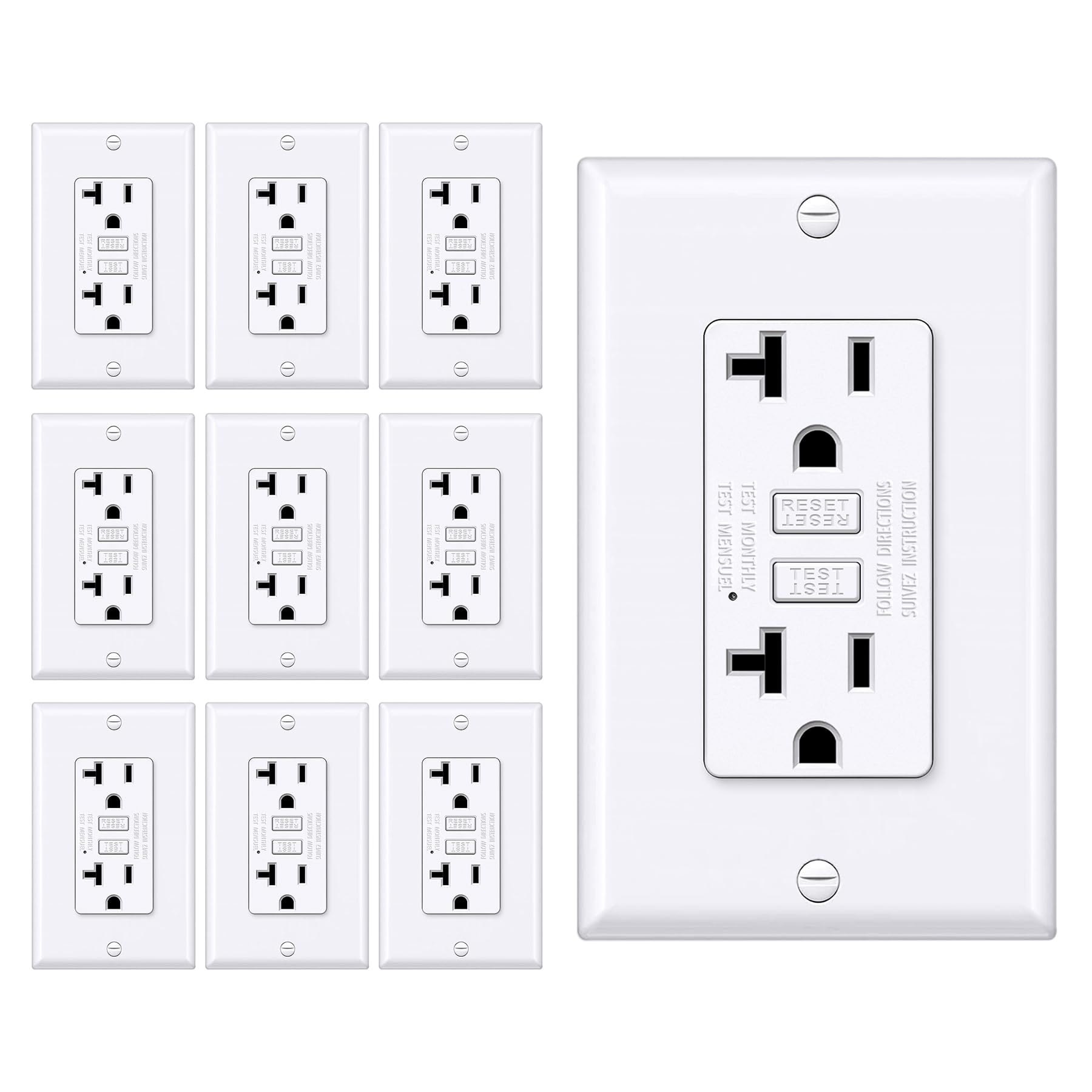 BESTTEN 20A GFCI outlet with thinner design fits tight electrical boxes.
