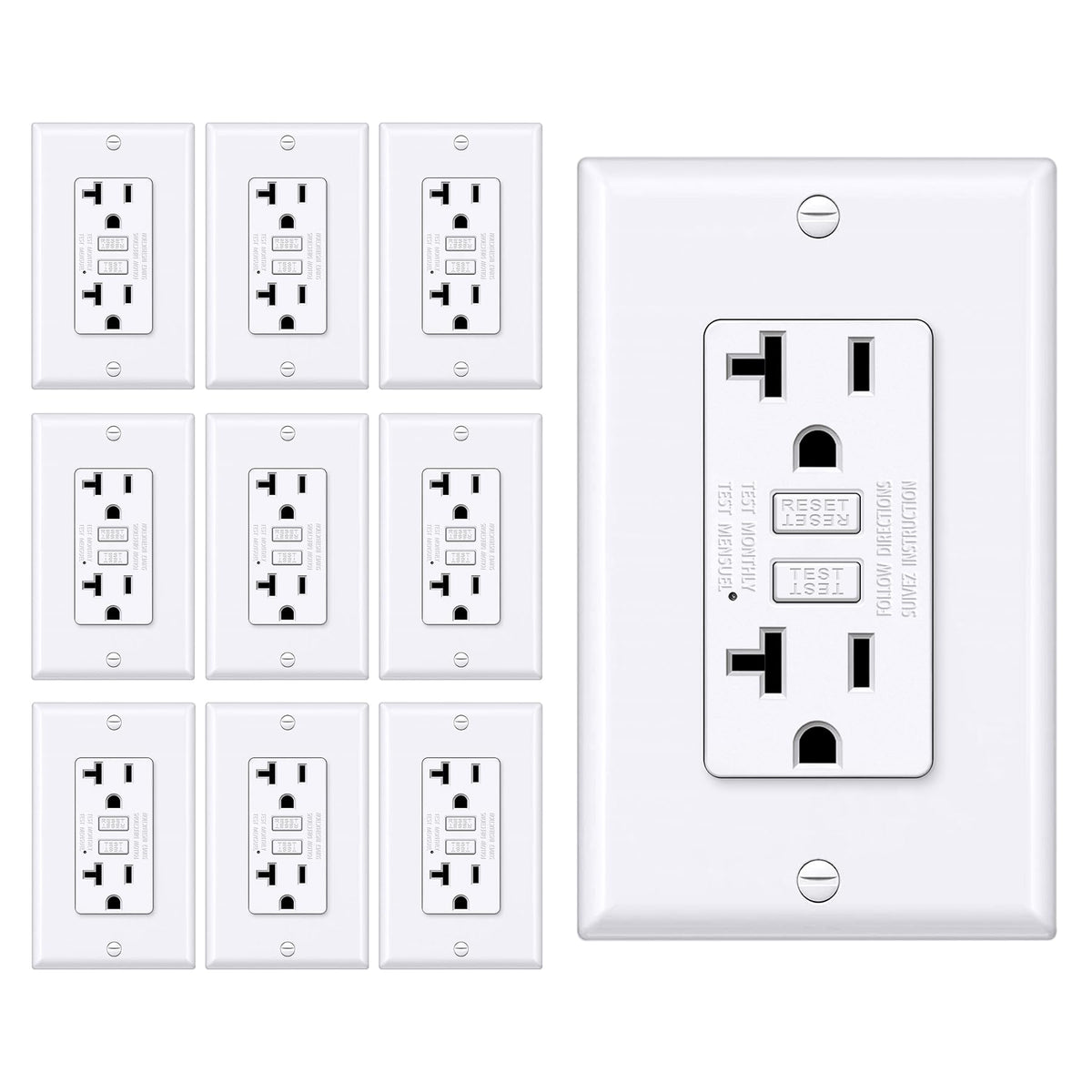 BESTTEN 20A GFCI outlet with thinner design fits tight electrical boxes.