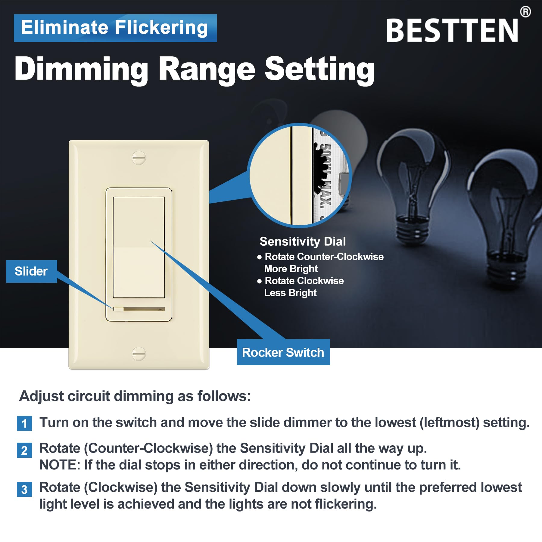 BESTTEN 3-way dimmer compatibility for flexible multi-location setups