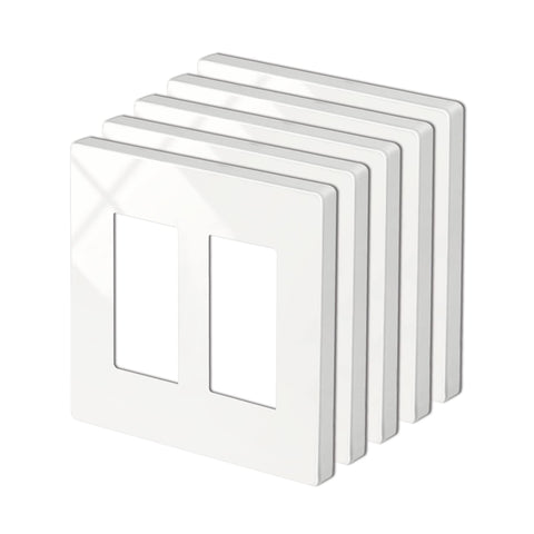 BESTTEN 5-pack two-gang wall plate with screwless glossy off-white finish for a clean look