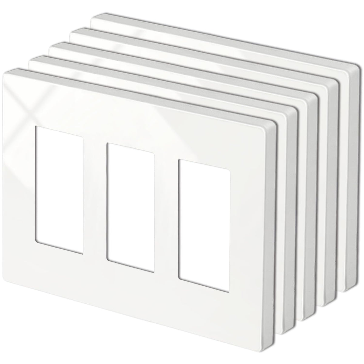 BESTTEN 5-pack 3-gang screwless wall plate in off-white for a clean, cohesive look.