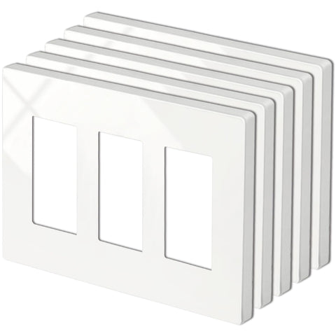 BESTTEN 5-pack 3-gang screwless wall plate in off-white for a clean, cohesive look.