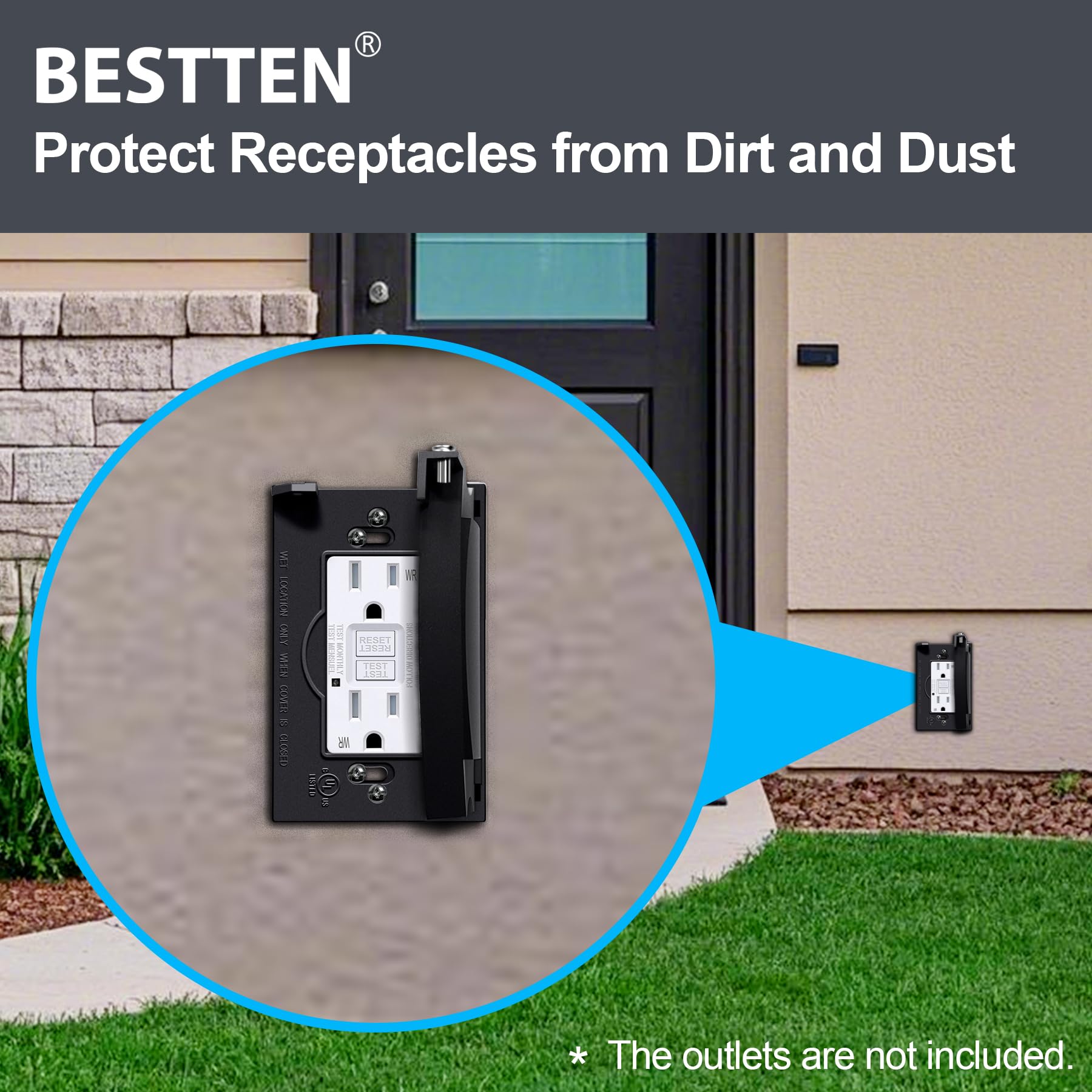 BESTTEN black outdoor wallplate cover keeps outlets neat and protected.