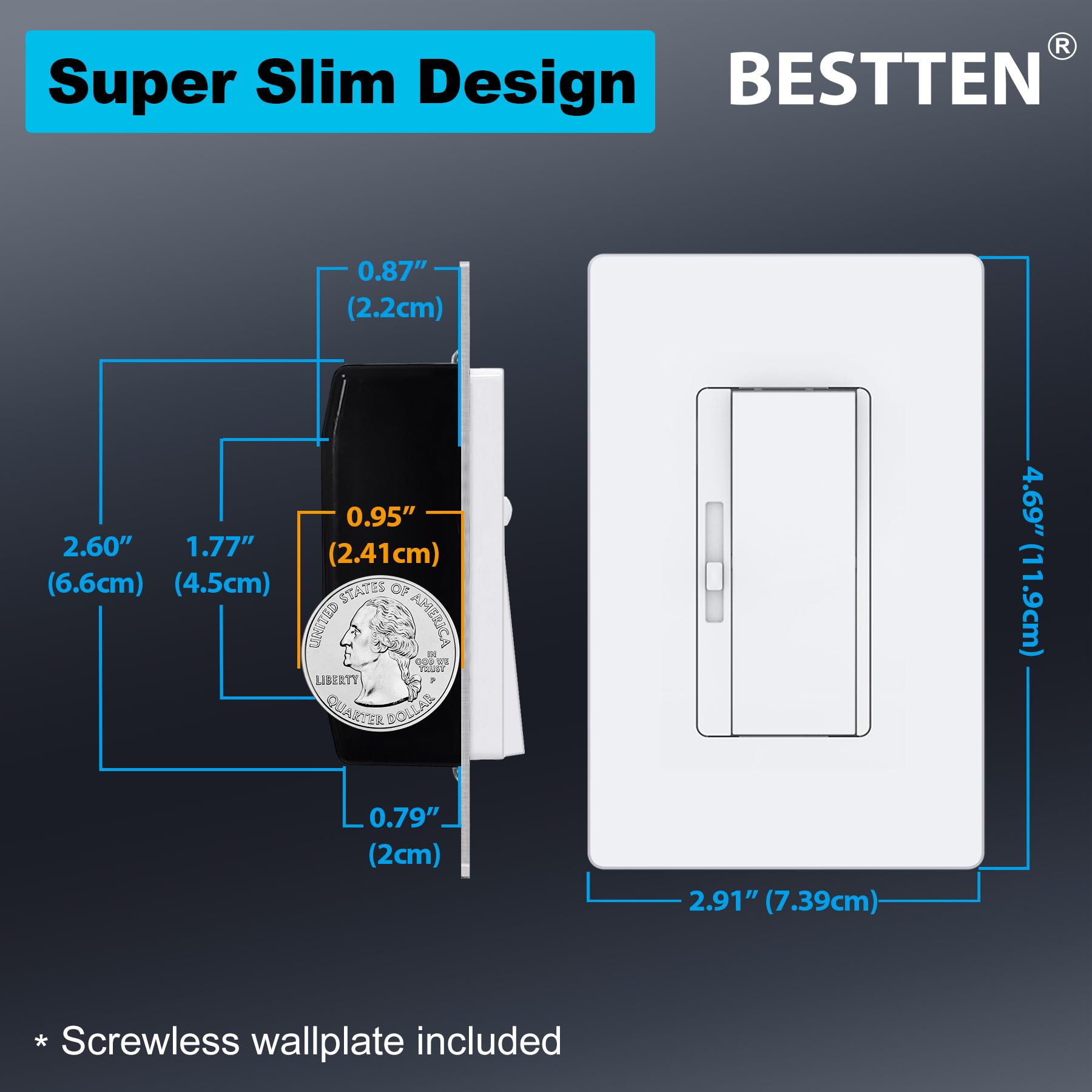 BESTTEN dimmer handles halogen and incandescent up to 600W for versatile lighting