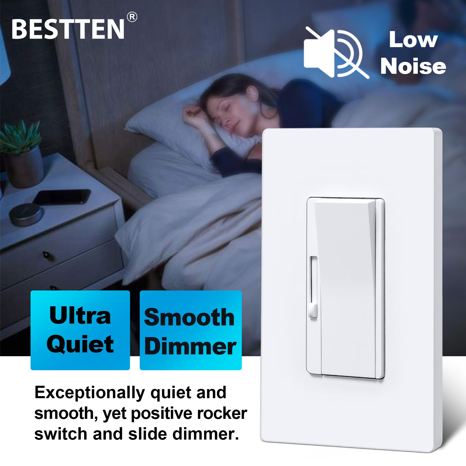 BESTTEN dimmer no neutral installation shown in crowded box