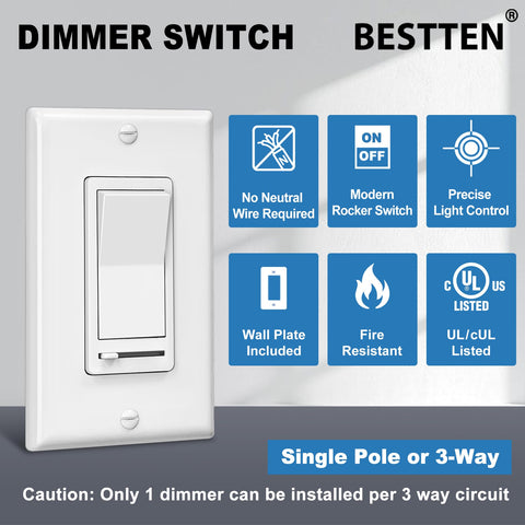 BESTTEN dimmer installation without neutral wire required
