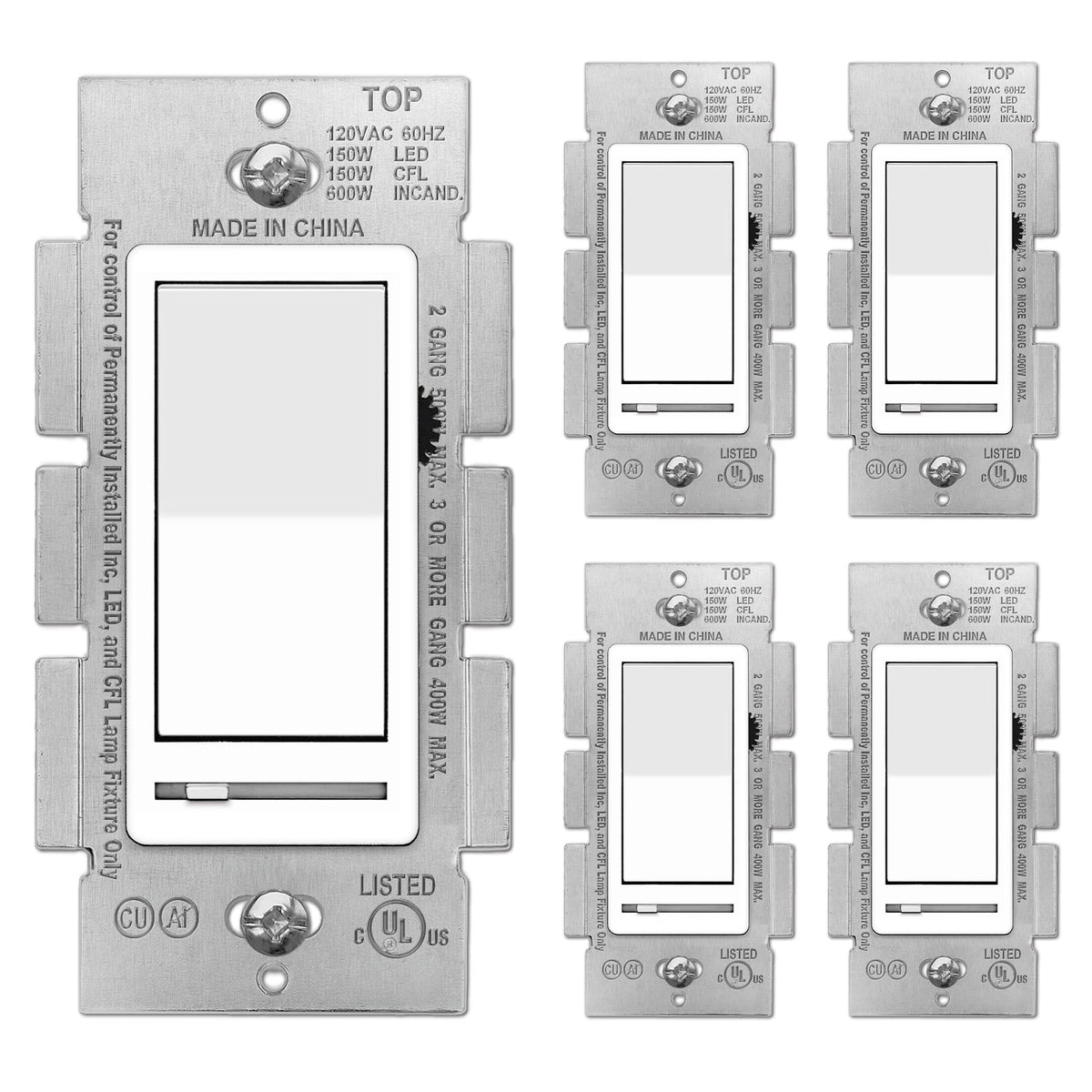 BESTTEN dimmer switch front view shows slim white design for easy lighting control