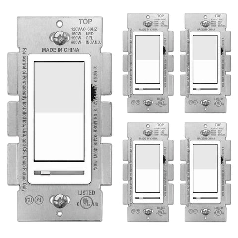 BESTTEN dimmer switch front view shows slim white design for easy lighting control