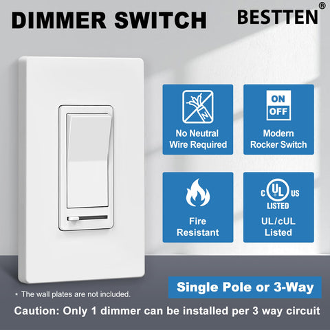 BESTTEN dimmer switch side-adjust wheel close-up for flicker-free tuning