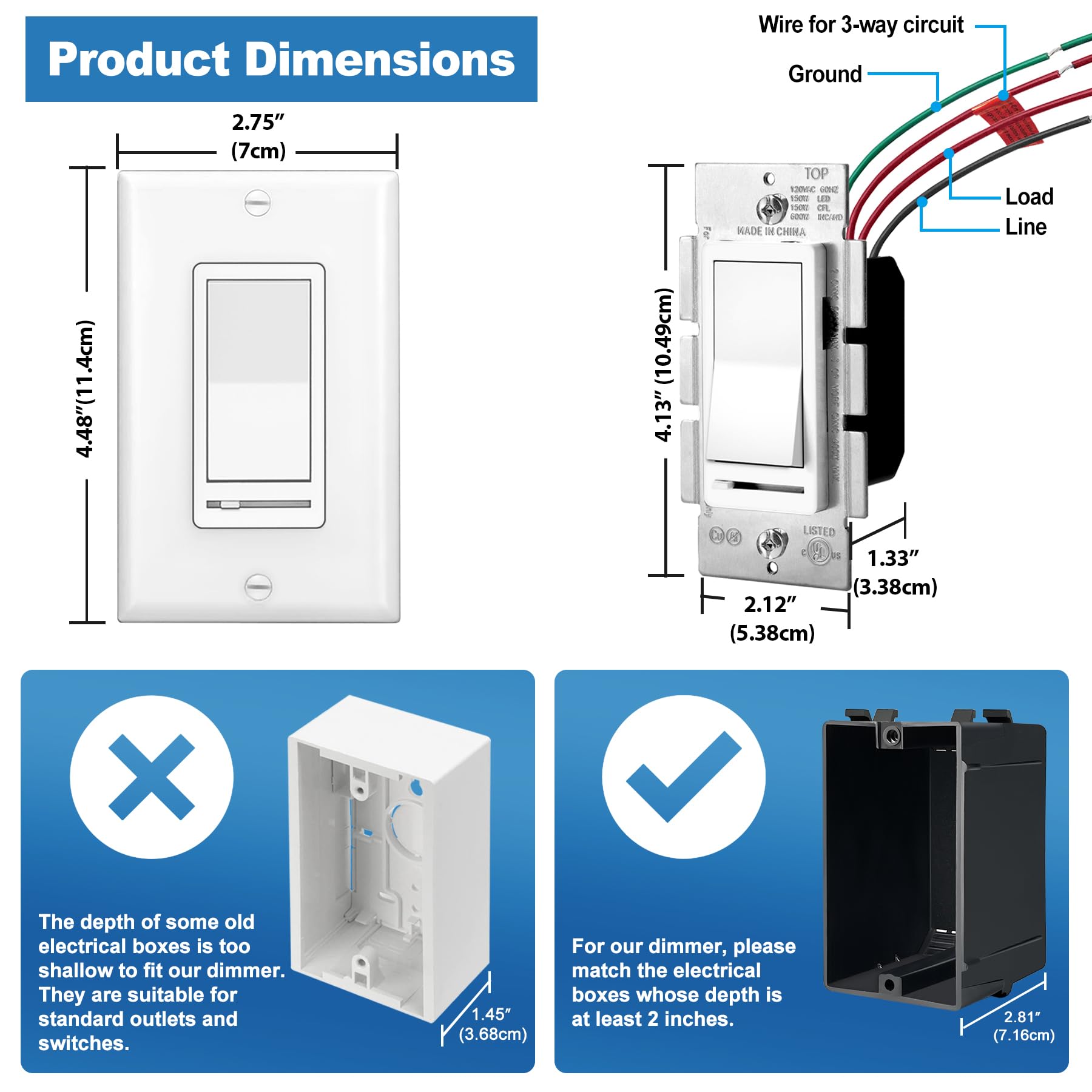 BESTTEN dimmer switch side adjustment wheel enables tailored dimming range.