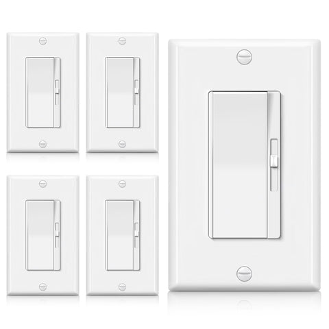 BESTTEN five-pack dimmer switch front view shows smooth light control for LED and CFL.