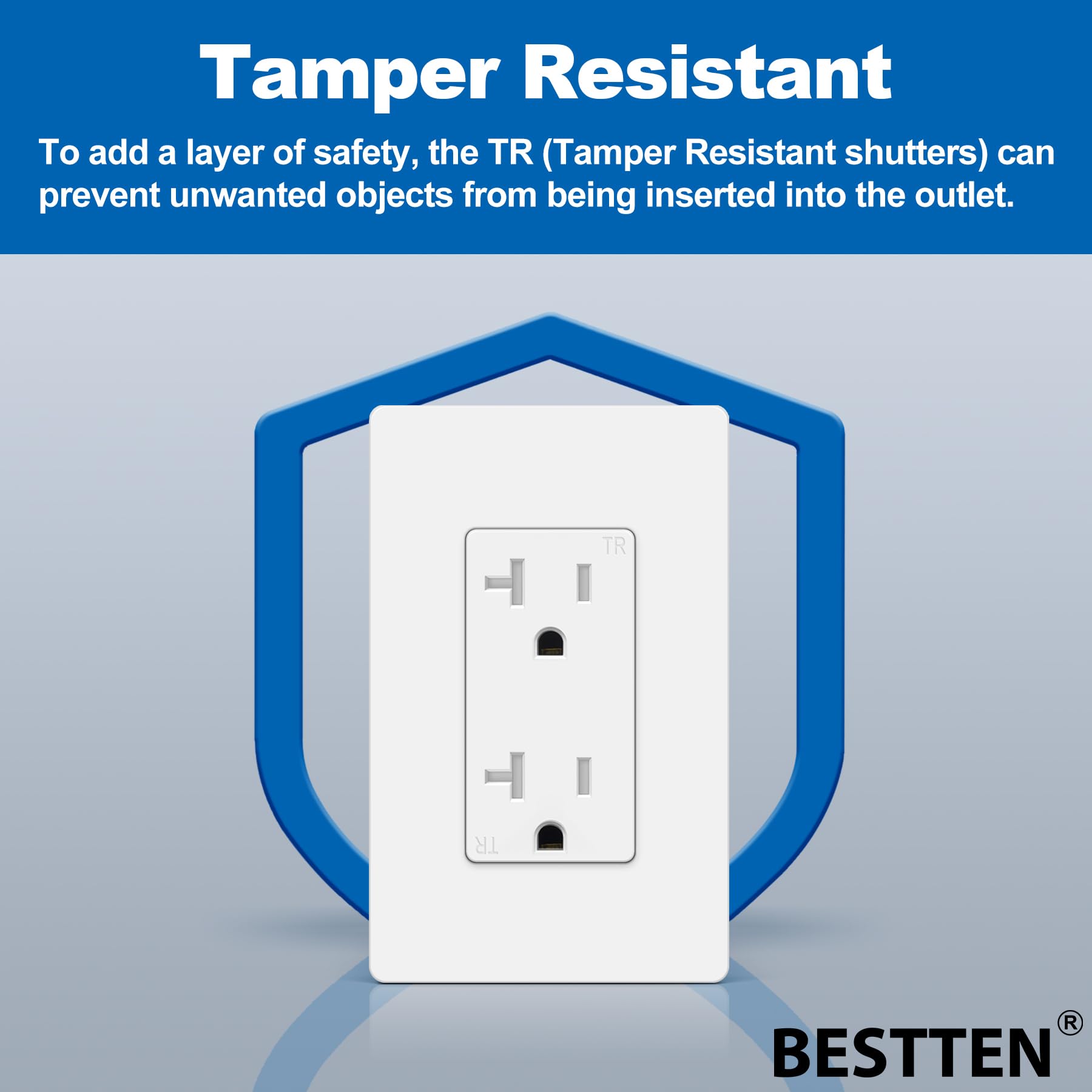 BESTTEN gloss white receptacle combines sleek style with reliable power delivery.