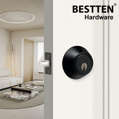 BESTTEN Keyed Alike Deadbolt close-up highlights anti bump and anti pick cylinder