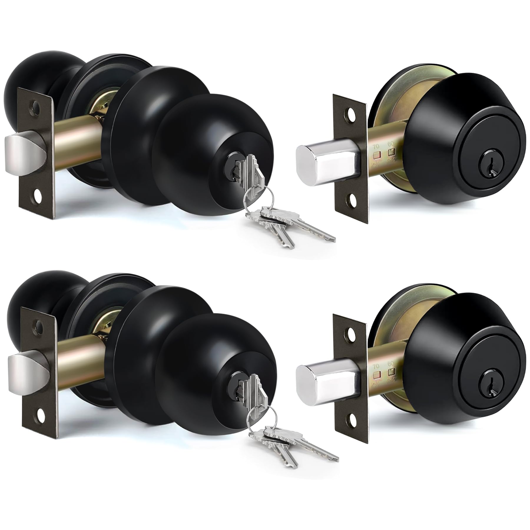 BESTTEN keyed-alike knob and deadbolt set for matte black exterior doors
