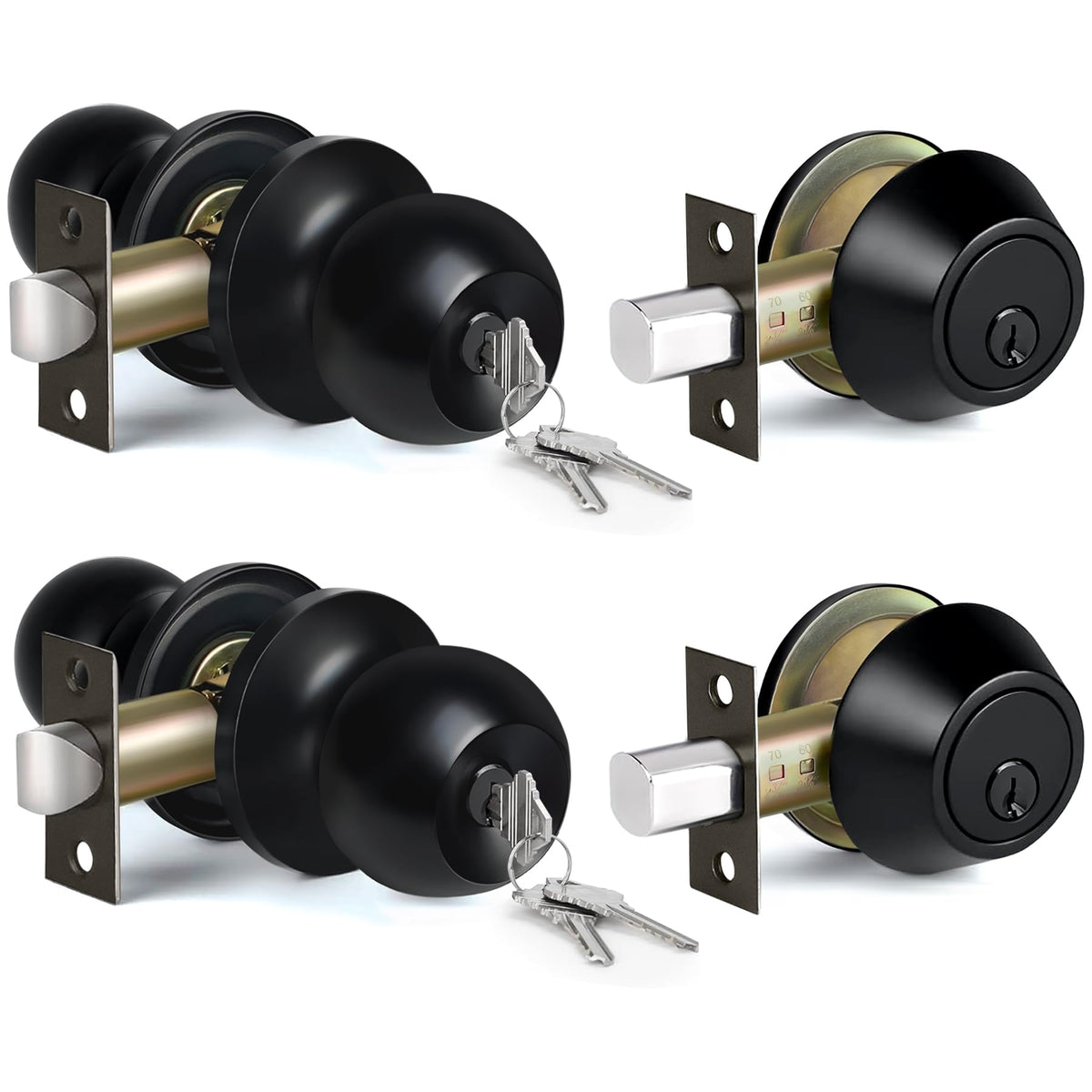 BESTTEN keyed-alike knob and deadbolt set for matte black exterior doors