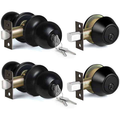 BESTTEN keyed-alike knob and deadbolt set for matte black exterior doors