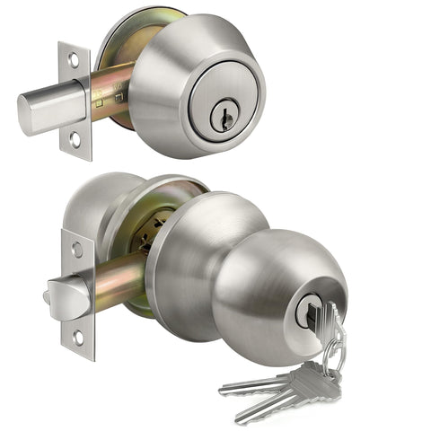 BestTEN keyed-alike exterior knob and deadbolt front view for secure entry