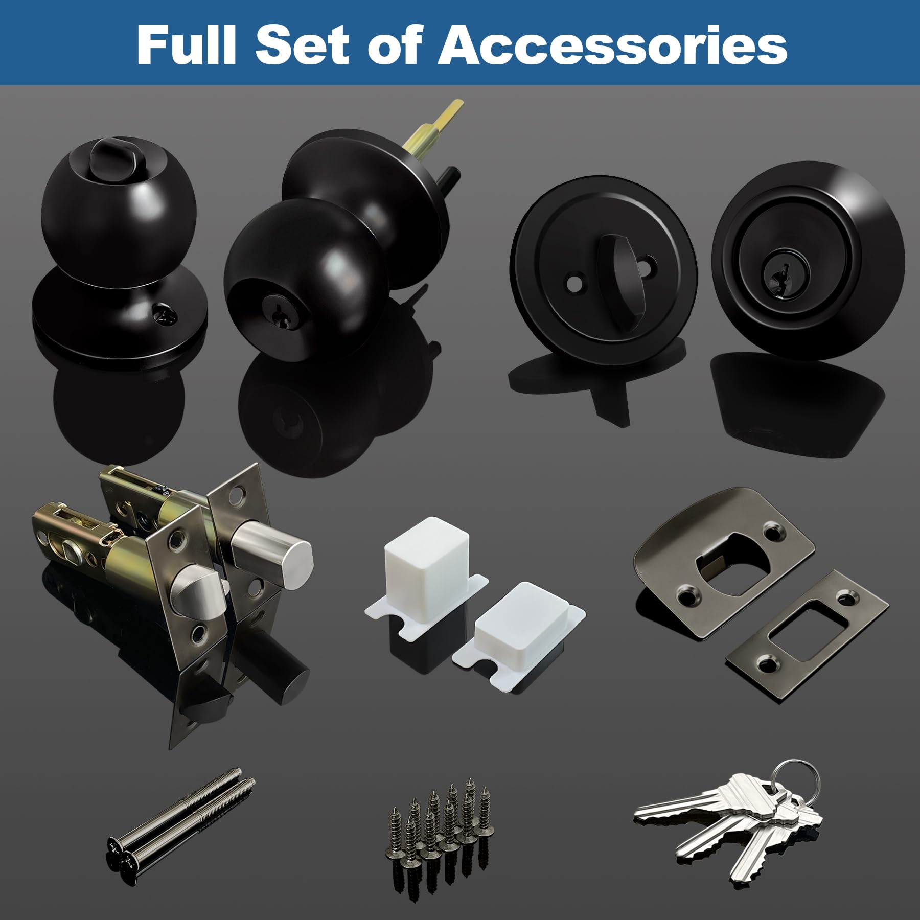BESTTEN matte black front door hardware two-lock set