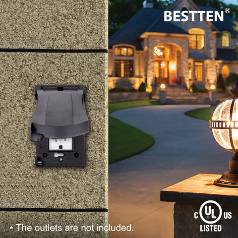 BESTTEN black finish offers a sleek, low-profile look while guarding outlets