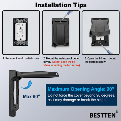 BESTTEN decorator wall plate with auto-closing lid for damp spaces outdoors