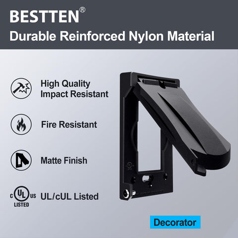BESTTEN outdoor cover compatible with GFCI outlets to shield from dust and moisture