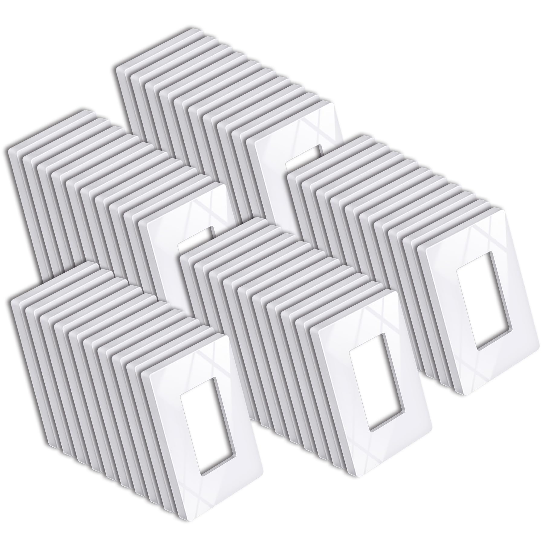 BESTTEN screwless wall plate front view in snow white with glossy finish for easy cleaning.