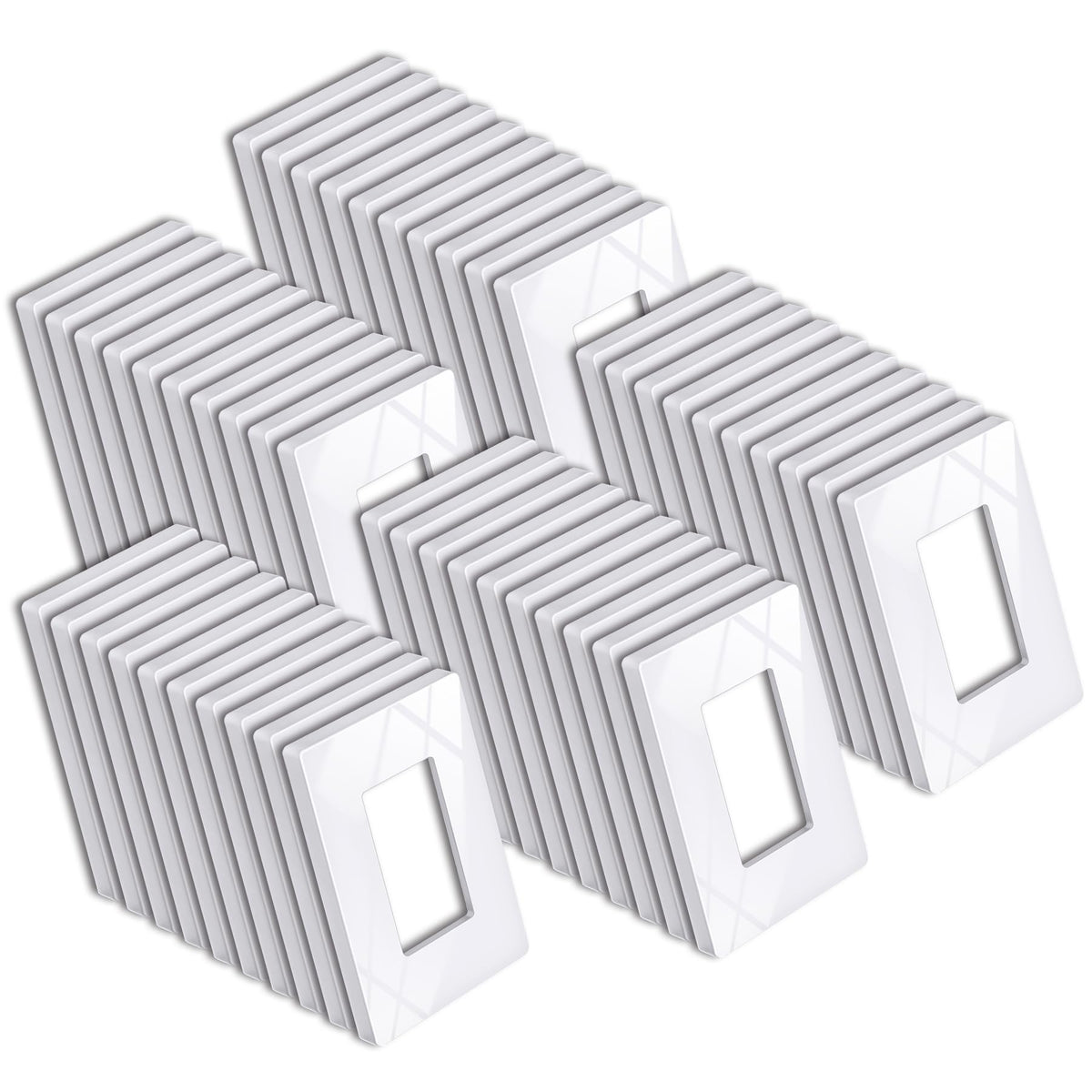 BESTTEN screwless wall plate front view in snow white with glossy finish for easy cleaning.