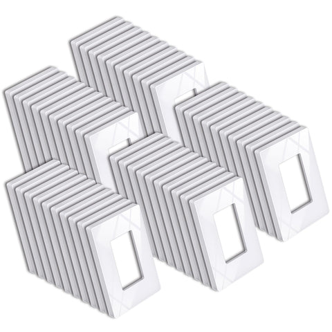 BESTTEN screwless wall plate front view in snow white with glossy finish for easy cleaning.
