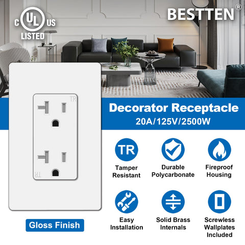 BESTTEN screwless wallplate included for a clean, modern wall look.
