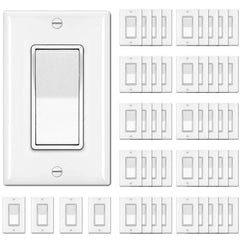 BESTTEN single pole decorator wall switch with white paddle for smooth, quiet operation.